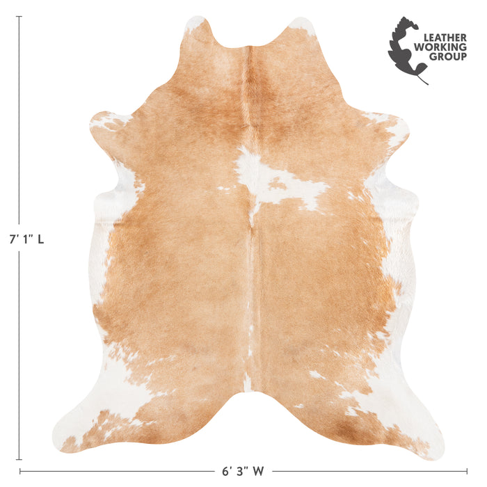 Brazilian Palomino and White Cowhide Rug Size 7'7" L x 6'3" W 6107