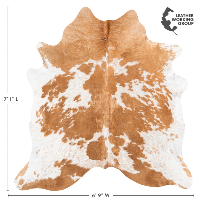 Brazilian Palomino and White Cowhide Rug Size 7'1" L x 6'9" W 6109