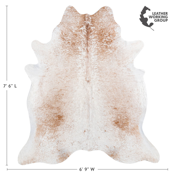 Brazilian Palomino and White Cowhide Rug Size 7'6" L x 6'9" W 6116