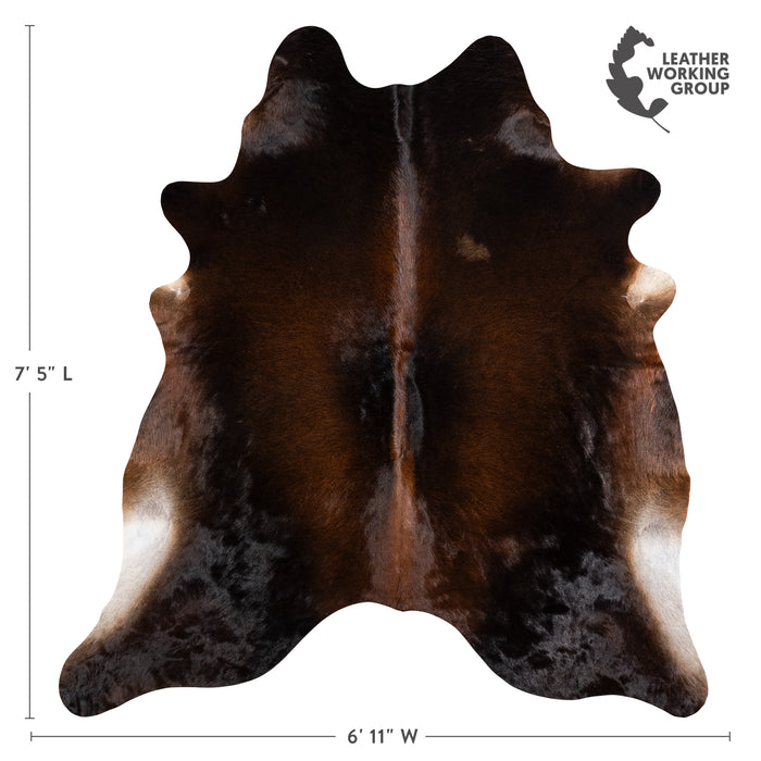 Brazilian Mahogany Cowhide Rug Size 7'5" L x 6'11" W 6137