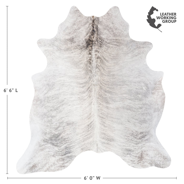 Brazilian Light Grey Brindle Cowhide Rug Size 6'6" L x 6'0" W 6139