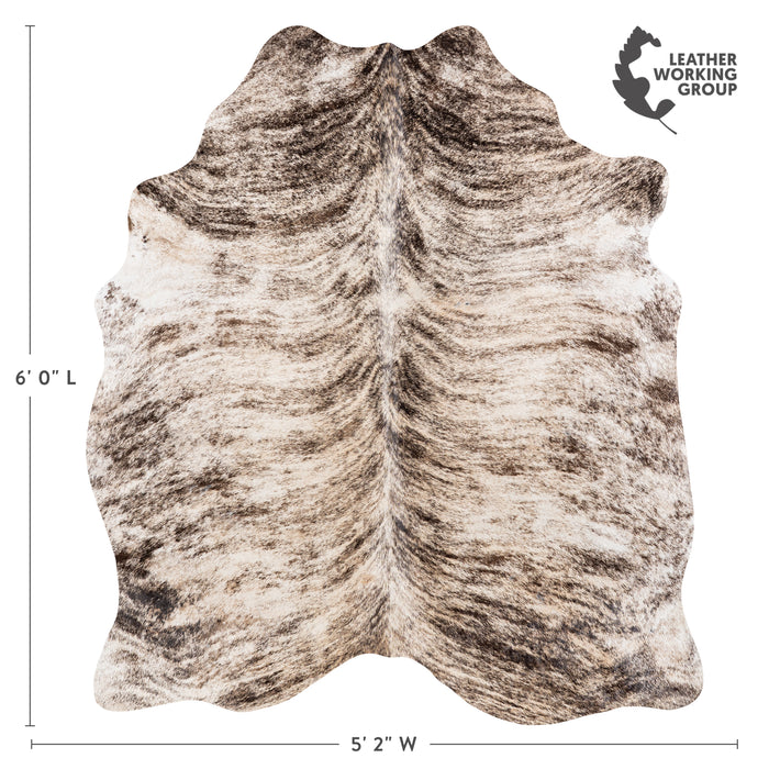 Brazilian Light Grey Brindle Cowhide Rug Size 6'0" L x 5'2" W 6142