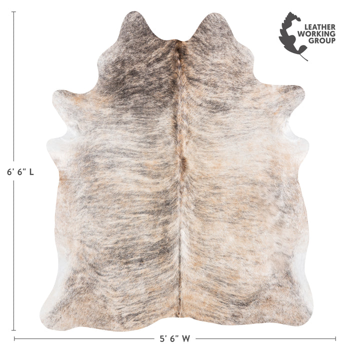 Brazilian Light Grey Brindle Cowhide Rug Size 6'6" L x 5'6" W 6145