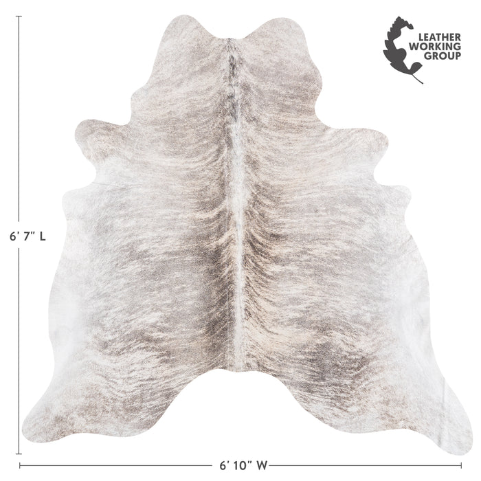 Brazilian Light Grey Brindle Cowhide Rug Size 6'7" L x 6'10" W 6148