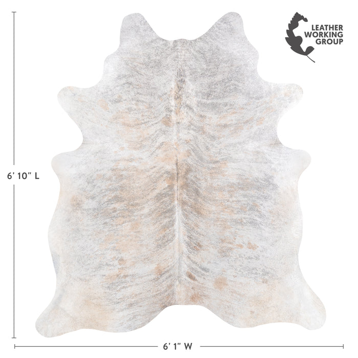 Brazilian Light Grey Brindle Cowhide Rug Size 6'10" L x 6'1" W 6152