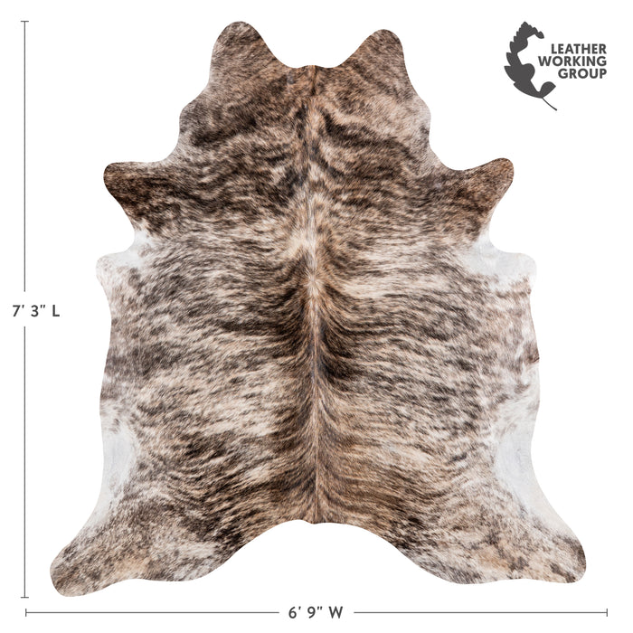 Brazilian Light Grey Brindle Cowhide Rug Size 7'3" L x 6'9" W 6154