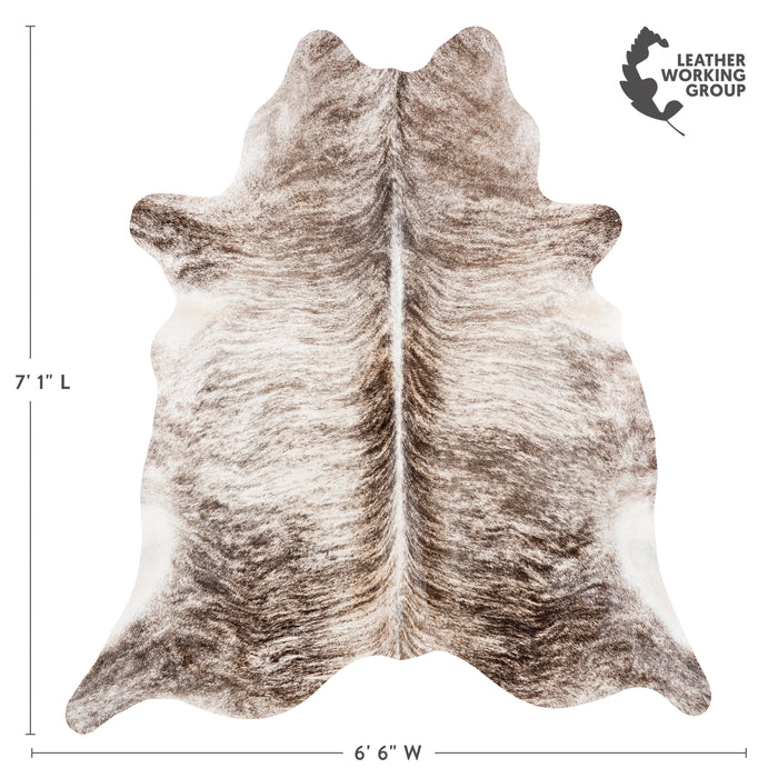 Brazilian Light Grey Brindle Cowhide Rug Size 7'1" L x 6'6" W 6155