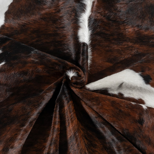 Tricolor Brindle Mix Cowhide Rug Size 8'7" L x 7'2" W 6206