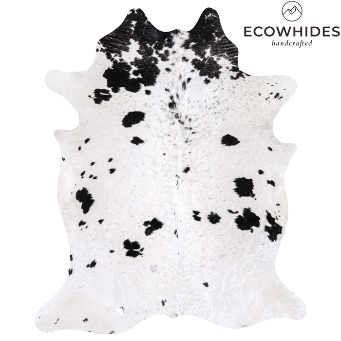 Vintage Black and White Cowhide Rug Size 7'3" L x 6'3" W 6311