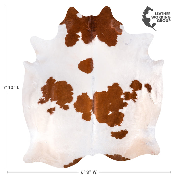 Vintage Brown and White Cowhide Rug Size 7'10" L x 6'8" W 6369