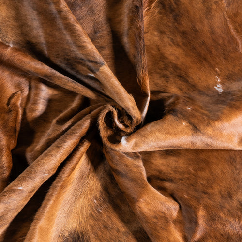 Vintage Brindle White Belly Cowhide Rug Size 7'4" L x 6'9" W 6373