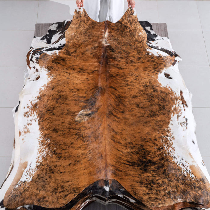 Brindle White Belly Cowhide Rug Size 7'0" L x 6'3" W 6512