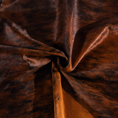 Tricolor Brindle Mix Cowhide Rug Size 7'9" L x 6'9" W 6524