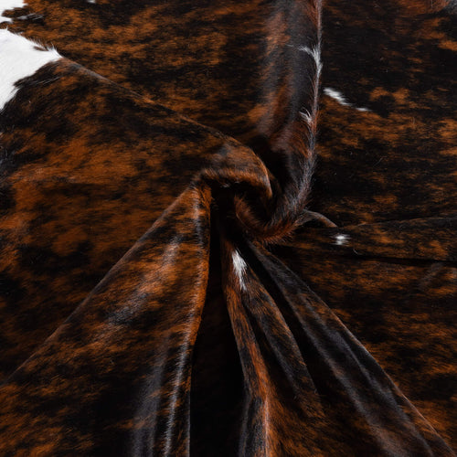 Tricolor Brindle Mix Cowhide Rug Size 7'9" L x 7'1" W 6535