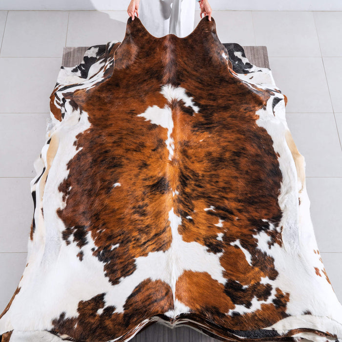 Tricolor Cowhide Rug Size 7'3" L x 6'4" W 6542