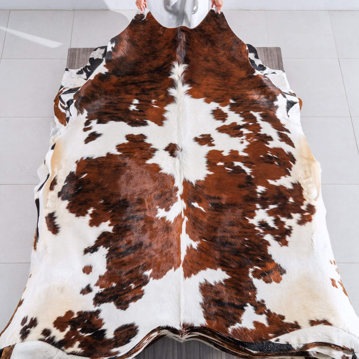 Tricolor Cowhide Rug Size 8'0" L x 7'7" W 6543