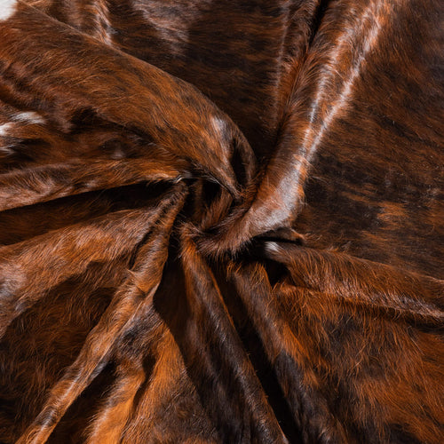 Tricolor Brindle Mix Cowhide Rug Size 7'9" L x 7'2" W 6549