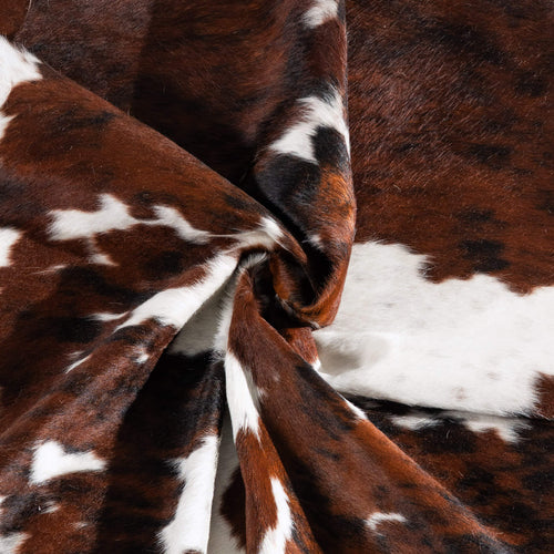 Tricolor Brindle Mix Cowhide Rug Size 7'6" L x 6'3" W 6555