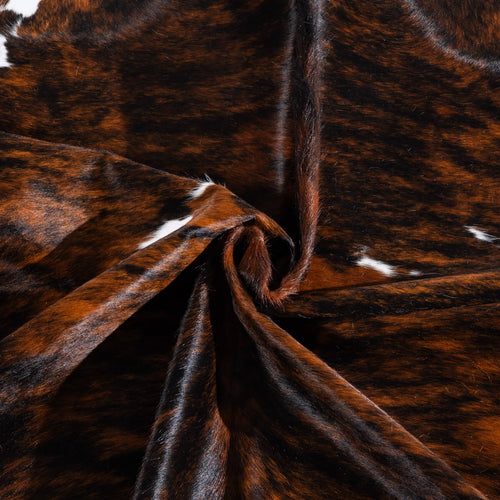 Tricolor Brindle Mix Cowhide Rug Size 7'10" L x 7'2" W 6567