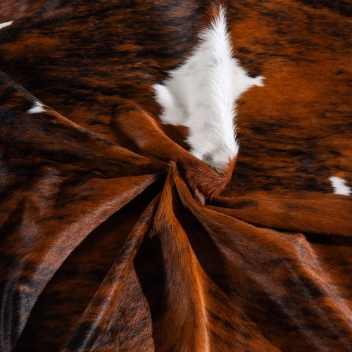 Tricolor Brindle Mix Cowhide Rug Size 8'1" L x 8'2" W 6577