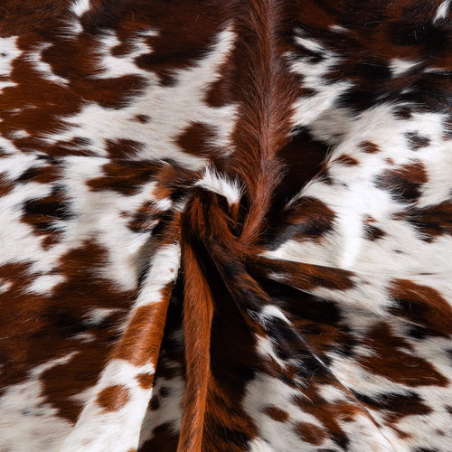 White Tricolor Cowhide Rug Size 7'2" L x 6'7" W 6583