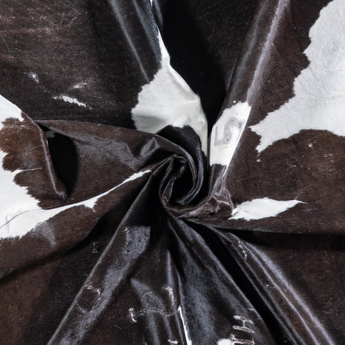 Vintage Black and White Cowhide Rug Size 8'1" L x 7'1" W 6679