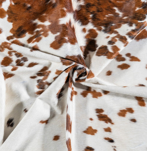 Vintage White Tricolor Cowhide Rug Size 8'9" L x 7'6" W 6695