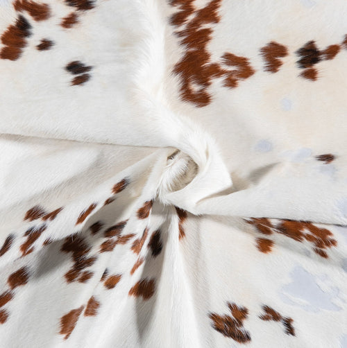 Vintage White Tricolor Cowhide Rug Size 6'8" L x 5'11" W 6696