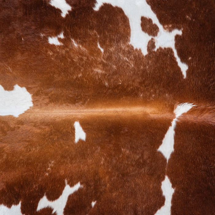Vintage Brown and White Cowhide Rug Size 8'3" L x 7'9" W 6698
