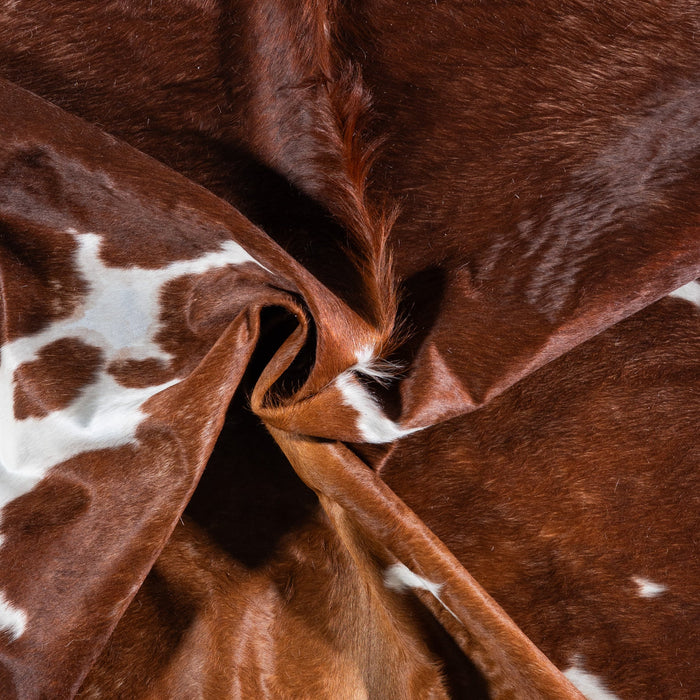 Vintage Brown and White Cowhide Rug Size 8'3" L x 7'9" W 6698