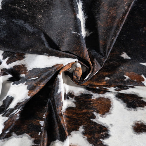 Vintage White Tricolor Cowhide Rug Size 7'8" L x 7'2" W 6699