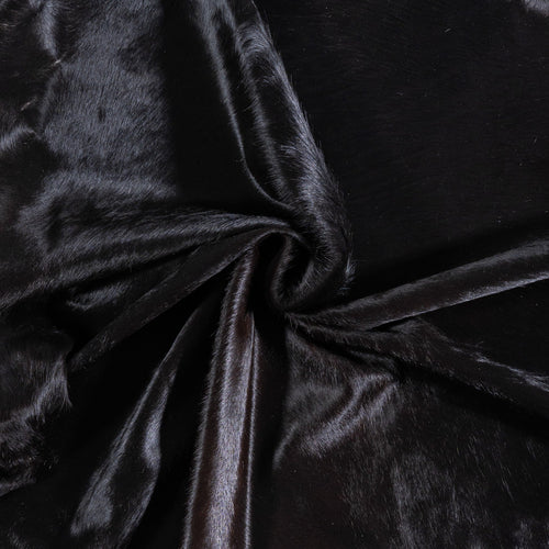 Brazilian Solid Black Cowhide Rug Size 6'9" L x 6'6" W 6736