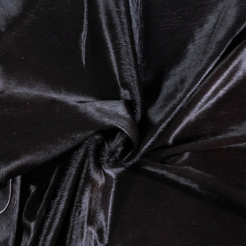 Brazilian Solid Black Cowhide Rug Size 6'11" L x 5'11" W 6738