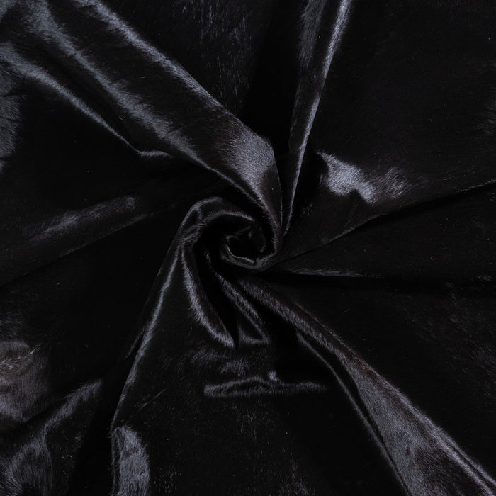 Brazilian Solid Black Cowhide Rug Size 7'5" L x 6'10" W 6746