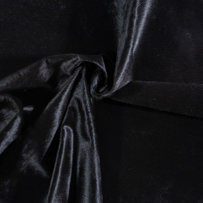 Brazilian Solid Black Cowhide Rug Size 7'2" L x 6'9" W 6748