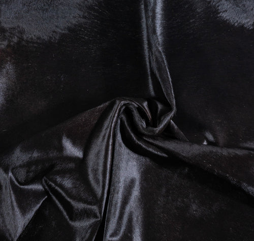 Brazilian Solid Black Cowhide Rug Size 7'4" L x 6'6" W 6756