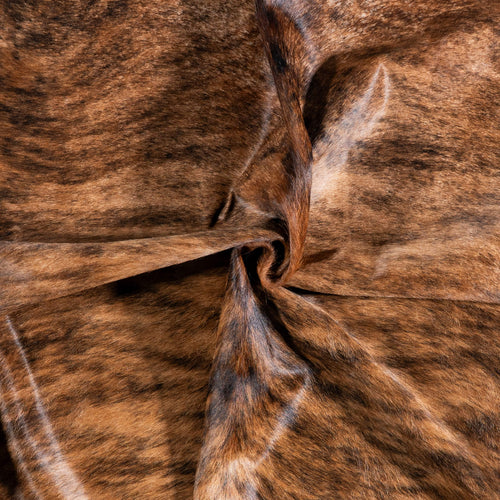 Brazilian Brindle White Belly Cowhide Rug Size 7'4" L x 6'9" W 6940