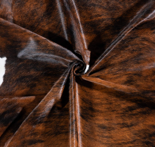 Brazilian Brindle White Belly Cowhide Rug Size 7'1" L x 6'5" W 6942