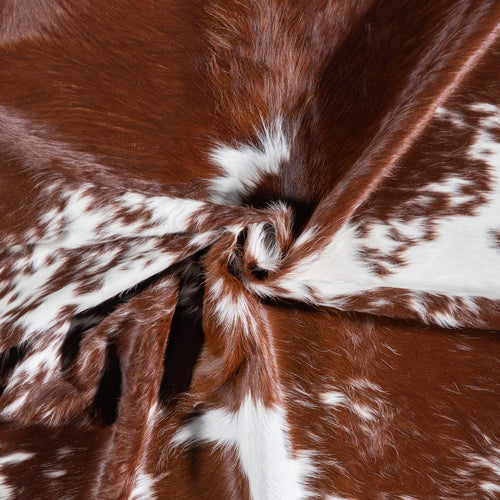 Brazilian Brown and White Cowhide Rug Size 6'10" L x 6'5" W 6972