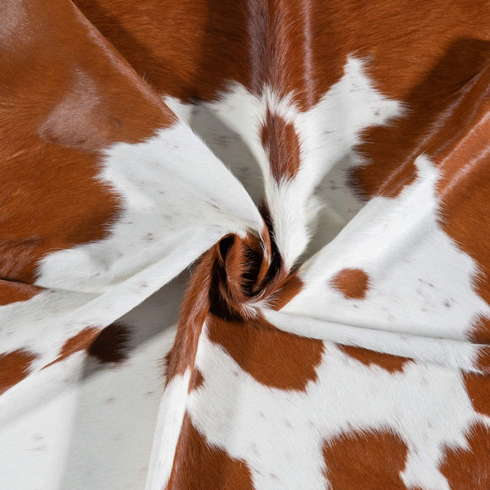 Brazilian Brown and White Cowhide Rug Size 7'2" L x 6'2" W 6978