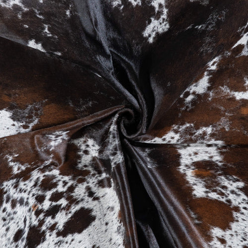 Brazilian Chocolate and White Cowhide Rug Size 6'9" L x 5'7" W 7083