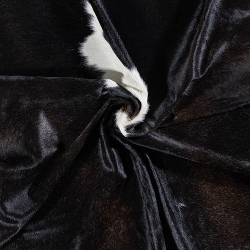 Brazilian Chocolate and White Cowhide Rug Size 6'8" L x 5'10" W 7084