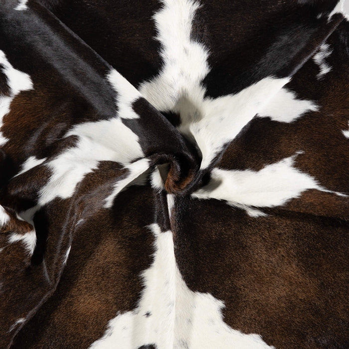Brazilian Chocolate and White Cowhide Rug Size 7'0" L x 6'0" W 7085