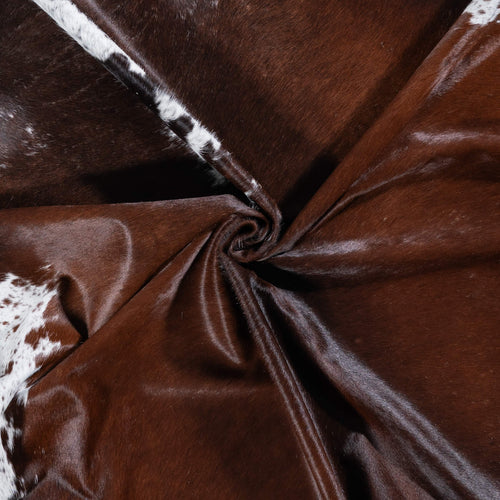Brazilian Chocolate and White Cowhide Rug Size 6'10" L x 6'1" W 7086