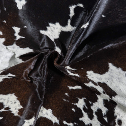 Brazilian Chocolate and White Cowhide Rug Size 7'3" L x 6'2" W 7088
