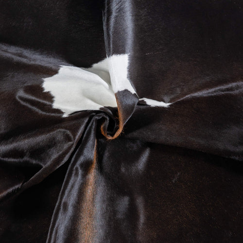 Brazilian Chocolate and White Cowhide Rug Size 6'6" L x 6'1" W 7089