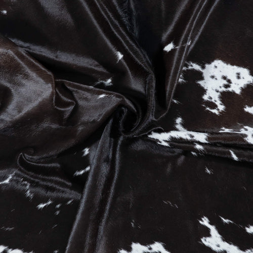 Brazilian Chocolate and White Cowhide Rug Size 7'9" L x 6'7" W 7119