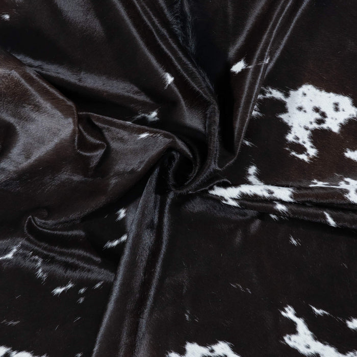 Brazilian Chocolate and White Cowhide Rug Size 7'9" L x 6'7" W 7119