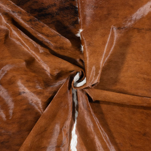 Brazilian Brindle White Belly and Backbone Cowhide Rug Size 7'0" L x 7'3" W 7129