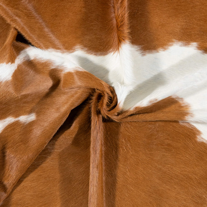 Brazilian Brown and White Cowhide Rug Size 7'8" L x 6'11" W 7236